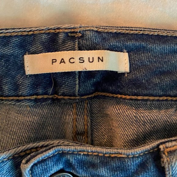 Lightly distressed, dark blue, Pacsun mom jeans - Picture 3 of 4